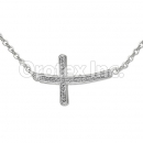 N 002 Silver Layered CZ Necklace
